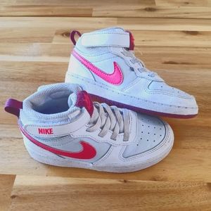 Toddler Nike Court Borough Mid 2 Sneakers White Pink Check